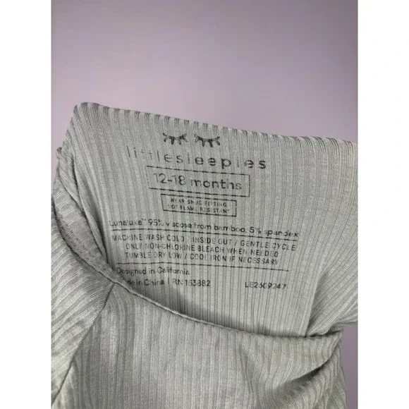 Little Sleepies Bamboo Ribbed Zippy Pajamas Minimal Cozy Neutral Size 12-18M - Picture 3 of 5